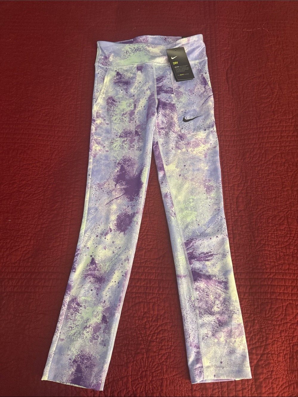 Nike Kids Lavender & Purple Tie-Dye Active Leggings